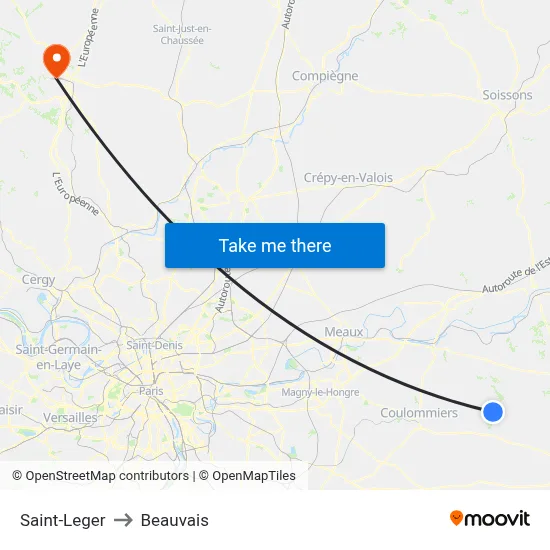 Saint-Leger to Beauvais map