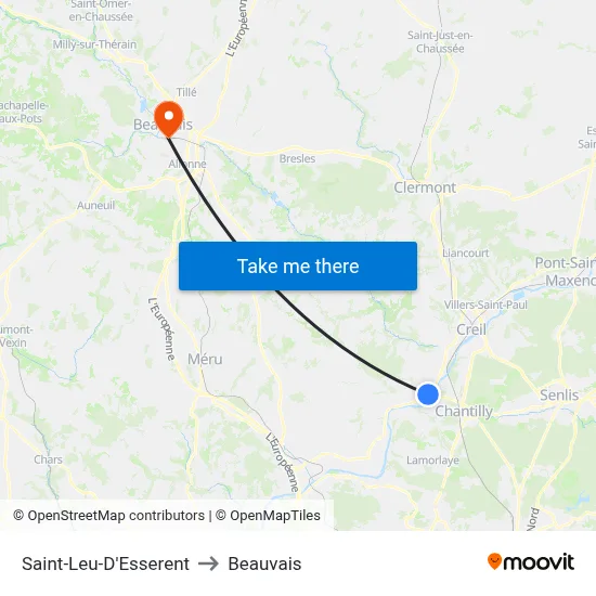 Saint-Leu-D'Esserent to Beauvais map