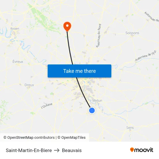 Saint-Martin-En-Biere to Beauvais map