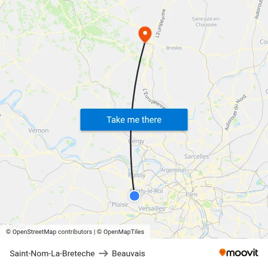 Saint-Nom-La-Breteche to Beauvais map
