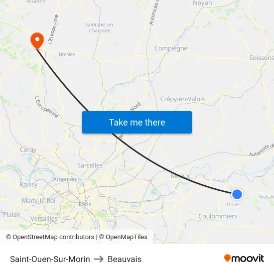 Saint-Ouen-Sur-Morin to Beauvais map