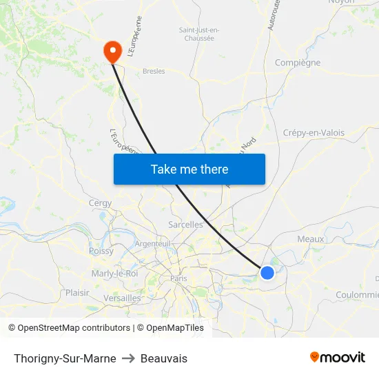 Thorigny-Sur-Marne to Beauvais map
