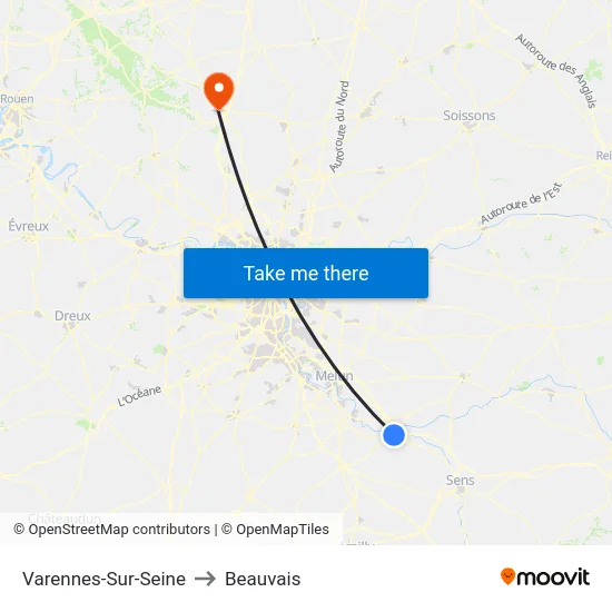 Varennes-Sur-Seine to Beauvais map