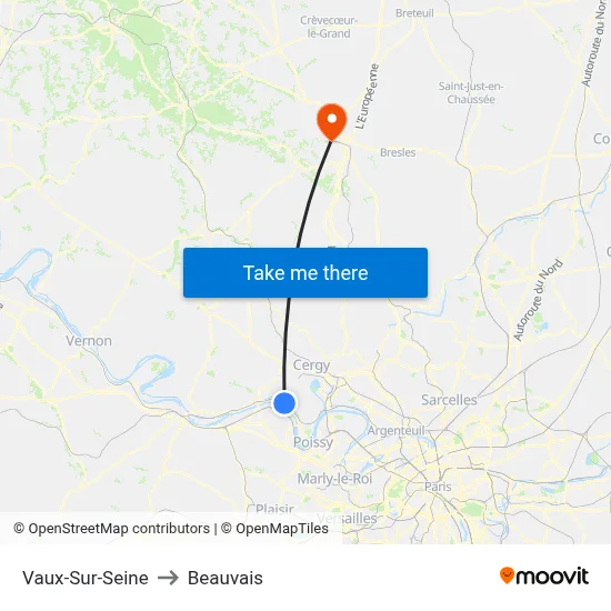 Vaux-Sur-Seine to Beauvais map