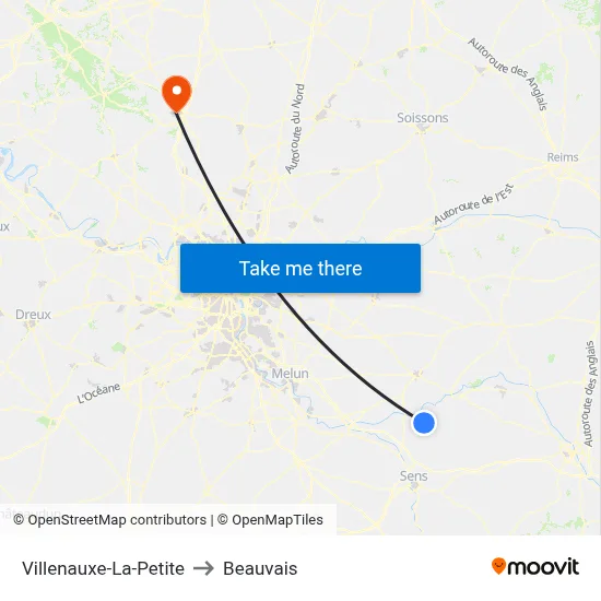 Villenauxe-La-Petite to Beauvais map