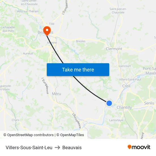Villers-Sous-Saint-Leu to Beauvais map
