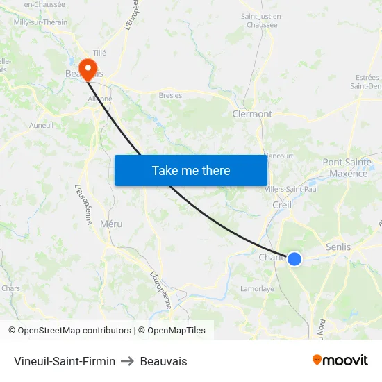Vineuil-Saint-Firmin to Beauvais map