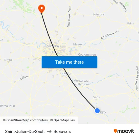Saint-Julien-Du-Sault to Beauvais map