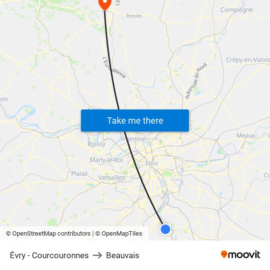 Évry - Courcouronnes to Beauvais map