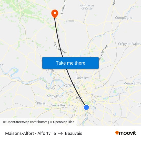 Maisons-Alfort - Alfortville to Beauvais map