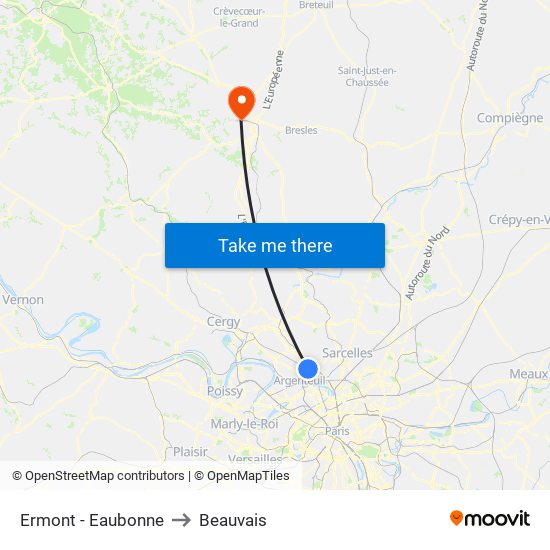 Ermont - Eaubonne to Beauvais map
