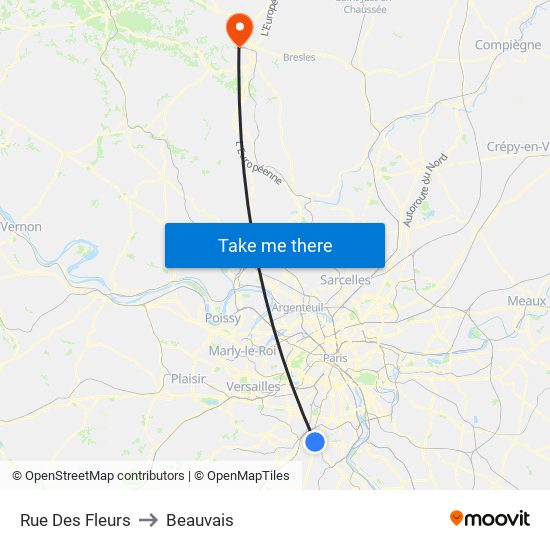 Rue Des Fleurs to Beauvais map