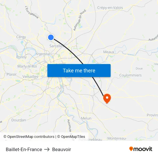 Baillet-En-France to Beauvoir map