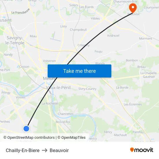 Chailly-En-Biere to Beauvoir map