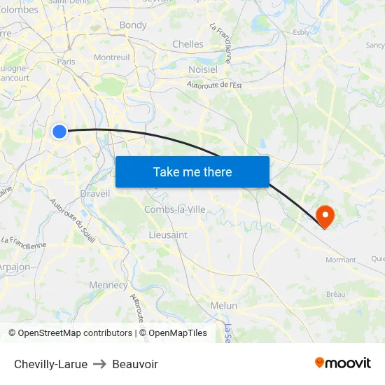 Chevilly-Larue to Beauvoir map