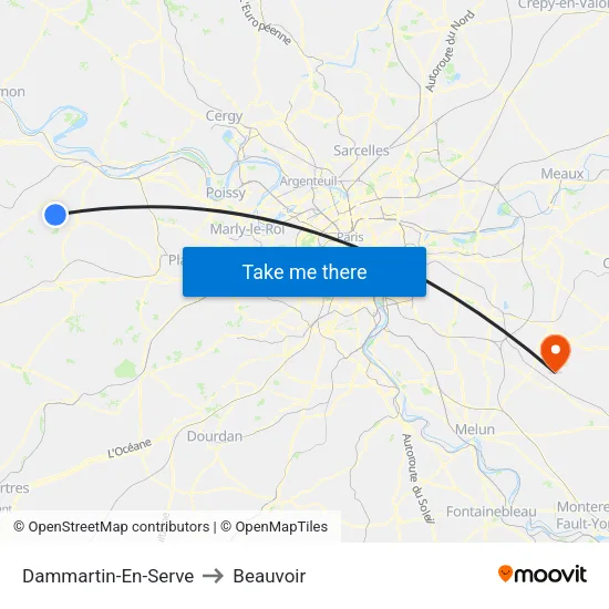 Dammartin-En-Serve to Beauvoir map
