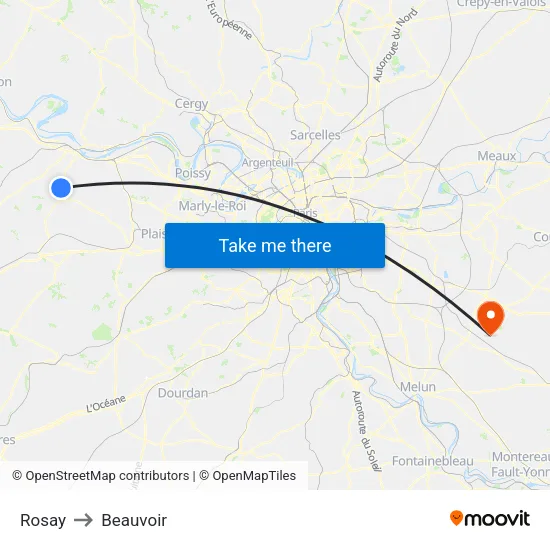 Rosay to Beauvoir map