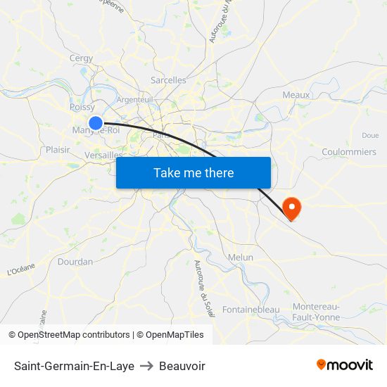 Saint-Germain-En-Laye to Beauvoir map