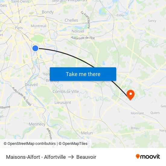 Maisons-Alfort - Alfortville to Beauvoir map