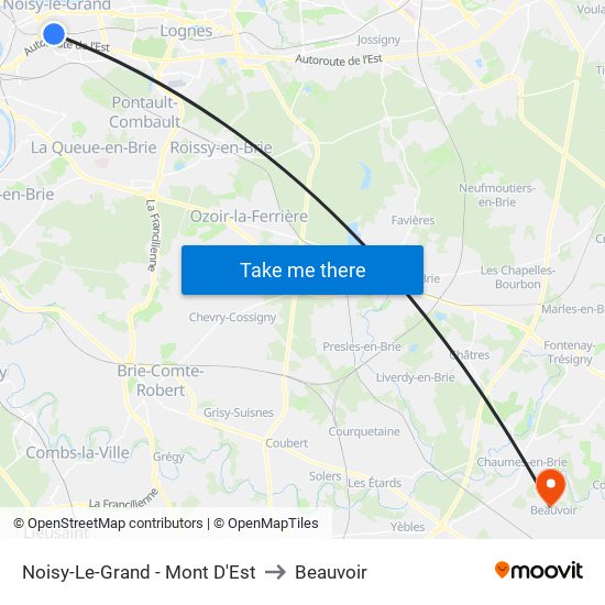Noisy-Le-Grand - Mont D'Est to Beauvoir map
