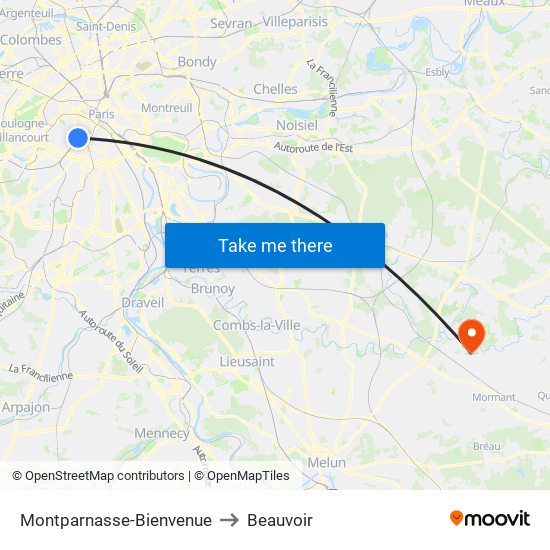 Montparnasse-Bienvenue to Beauvoir map