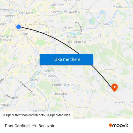 Pont Cardinet to Beauvoir map