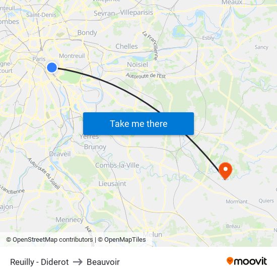 Reuilly - Diderot to Beauvoir map