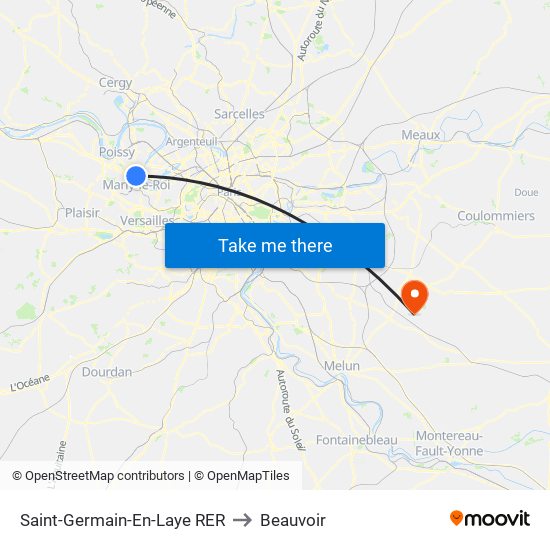 Saint-Germain-En-Laye RER to Beauvoir map
