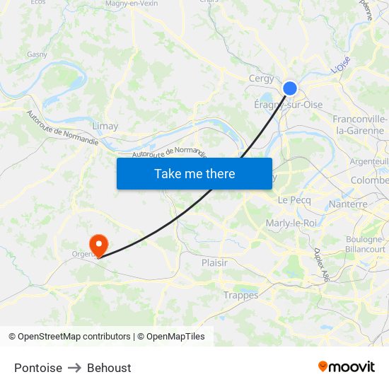 Pontoise to Behoust map