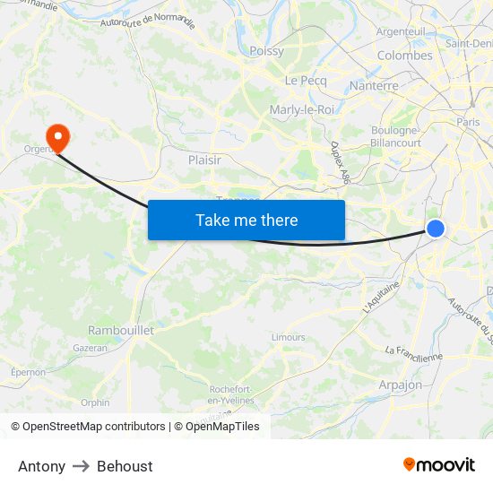 Antony to Behoust map