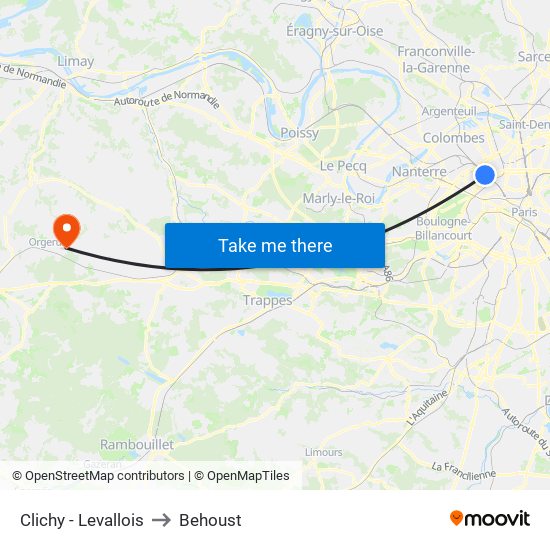 Clichy - Levallois to Behoust map