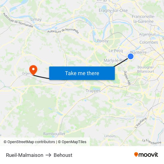 Rueil-Malmaison to Behoust map