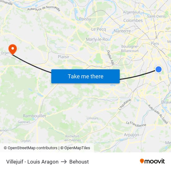 Villejuif - Louis Aragon to Behoust map