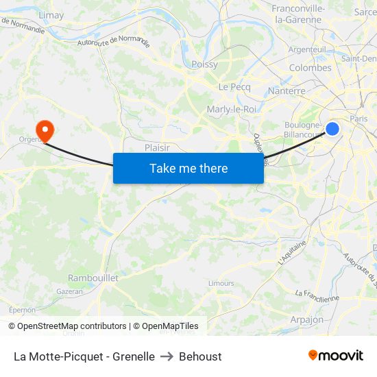 La Motte-Picquet - Grenelle to Behoust map