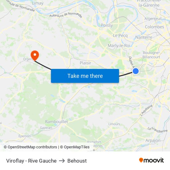 Viroflay - Rive Gauche to Behoust map