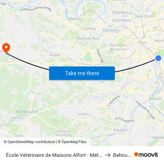 École Vétérinaire de Maisons-Alfort - Métro to Behoust map