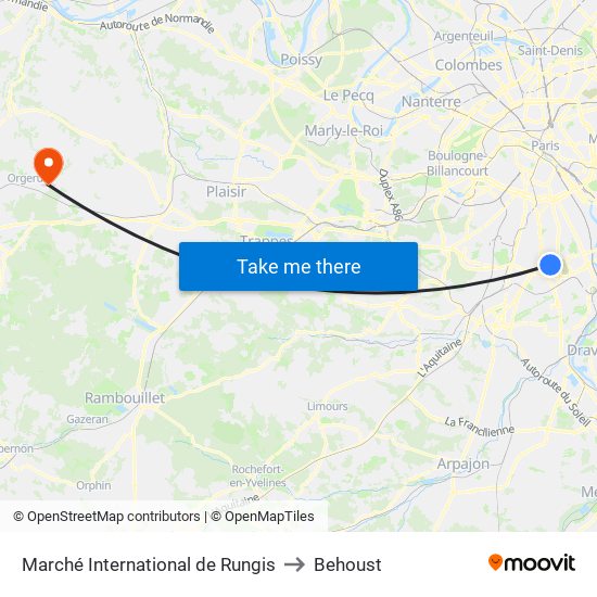 Marché International de Rungis to Behoust map