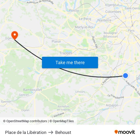 Place de la Libération to Behoust map