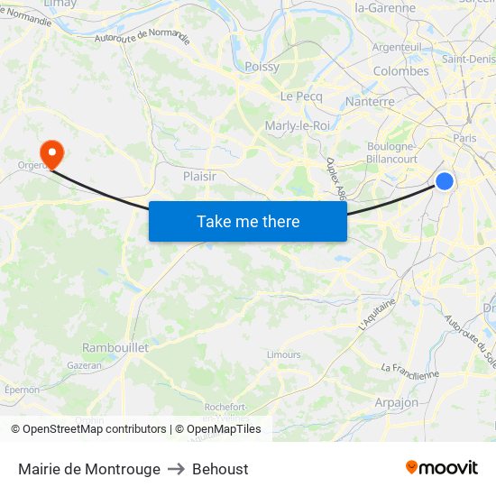Mairie de Montrouge to Behoust map