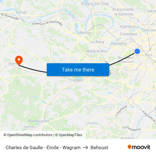 Charles de Gaulle - Étoile - Wagram to Behoust map