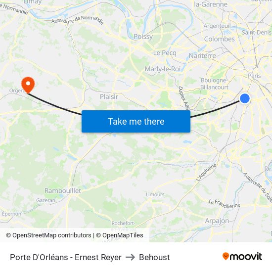 Porte D'Orléans - Ernest Reyer to Behoust map