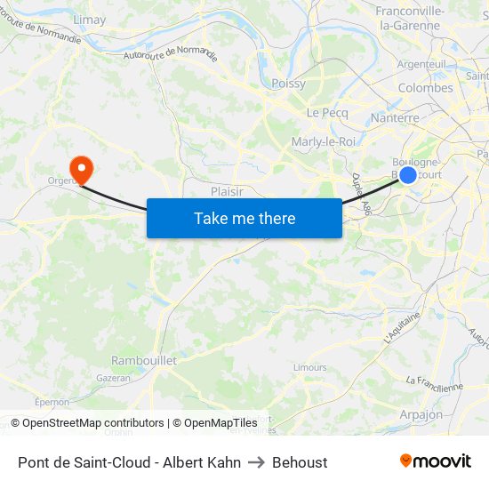 Pont de Saint-Cloud - Albert Kahn to Behoust map