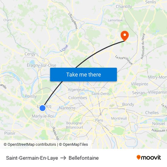 Saint-Germain-En-Laye to Bellefontaine map