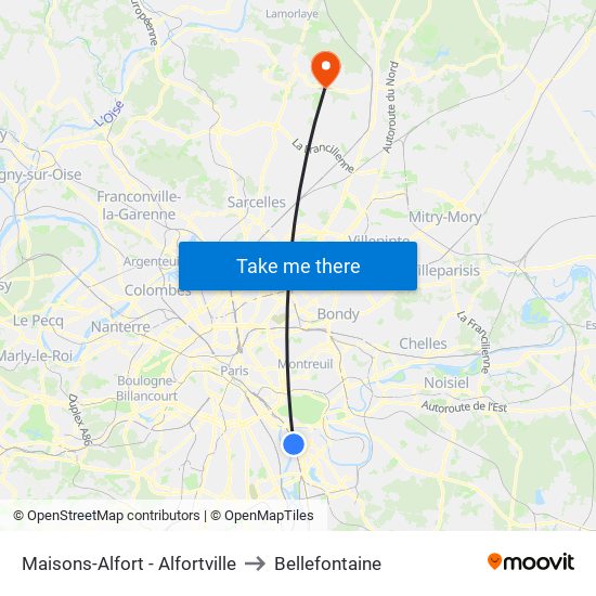 Maisons-Alfort - Alfortville to Bellefontaine map