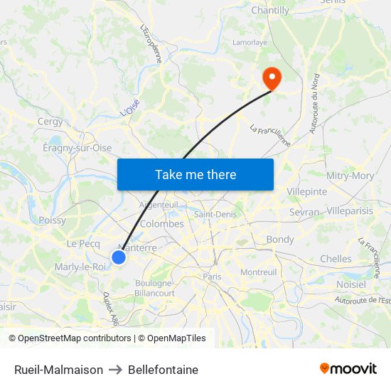 Rueil-Malmaison to Bellefontaine map