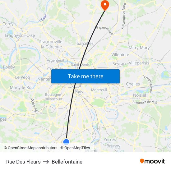 Rue Des Fleurs to Bellefontaine map