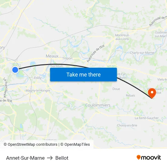 Annet-Sur-Marne to Bellot map