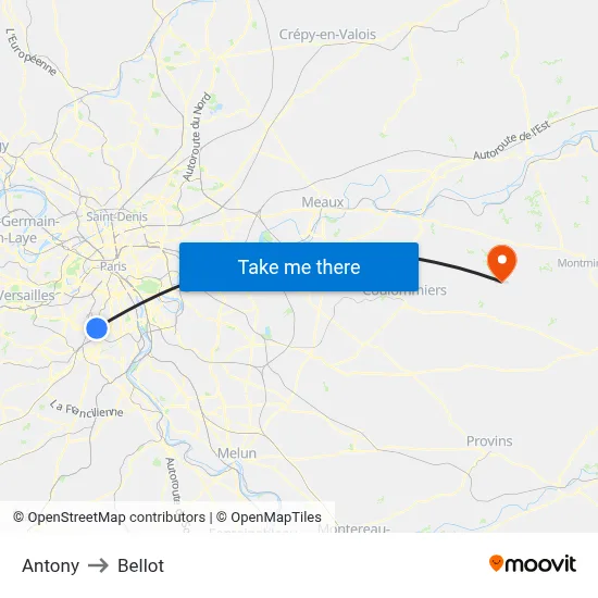 Antony to Bellot map