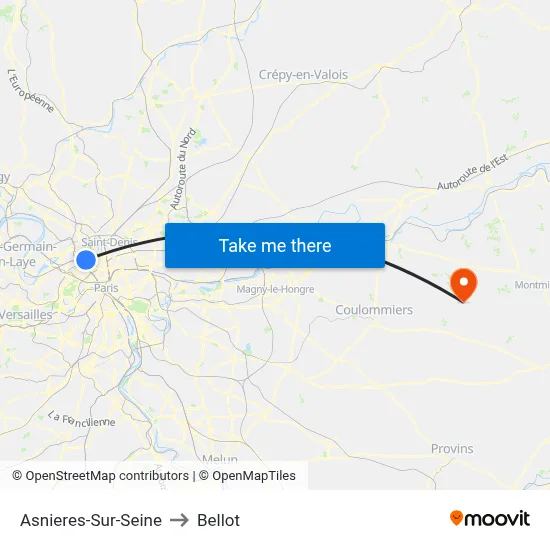 Asnieres-Sur-Seine to Bellot map