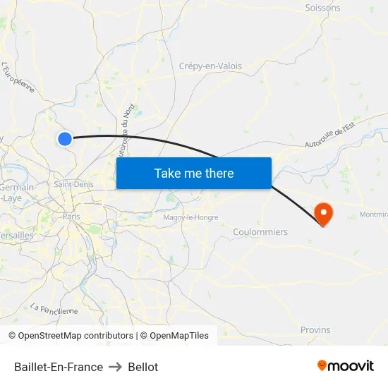 Baillet-En-France to Bellot map